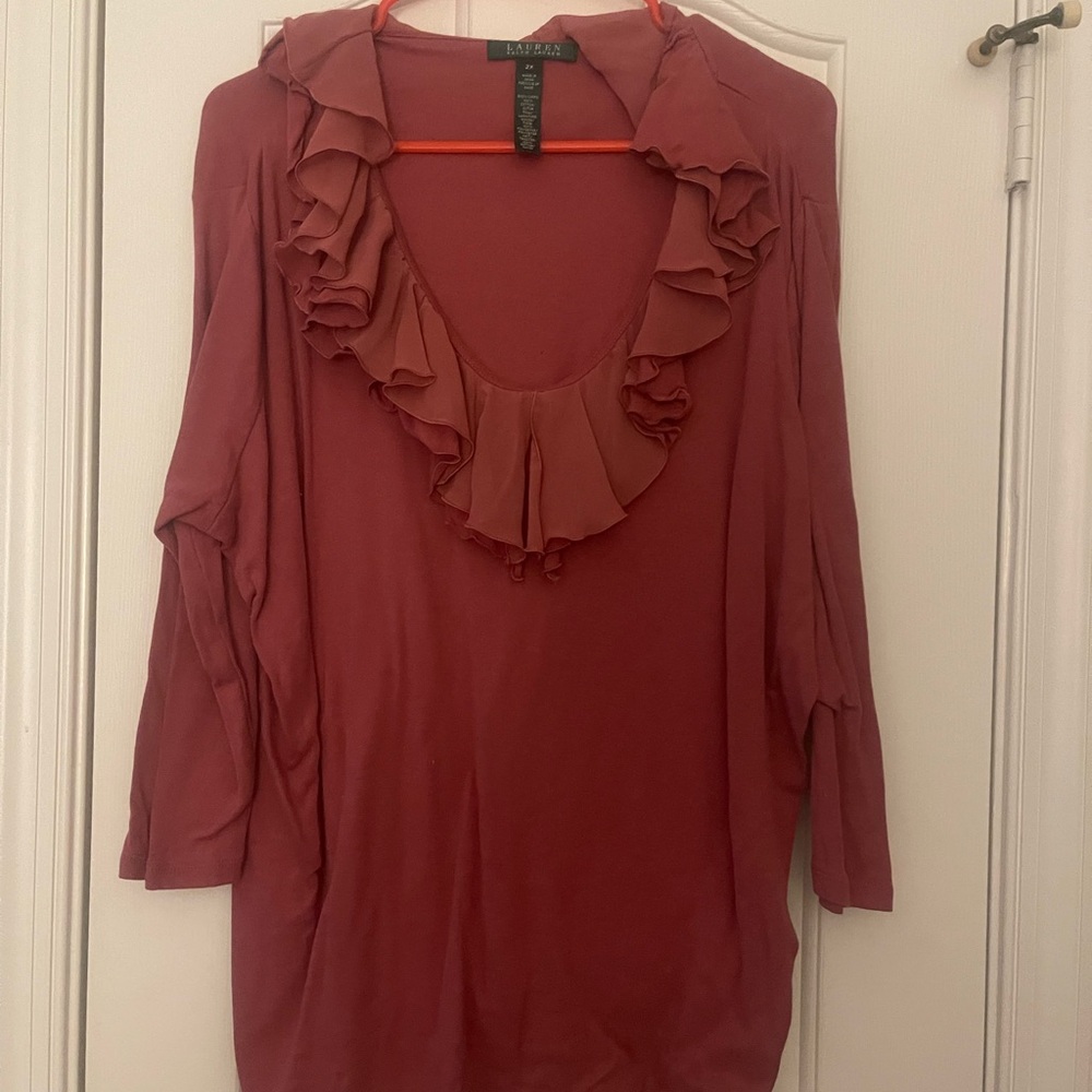 Ruffled rust colored Top by Ralph Lauren